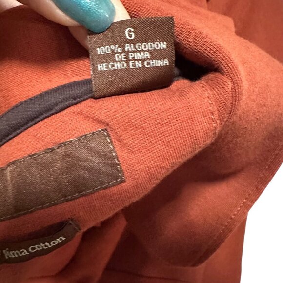 Perry Ellis Men’s L Luxury Pima Cotton Polo Shirt Rust Short Sleeve Solid - Picture 10 of 10